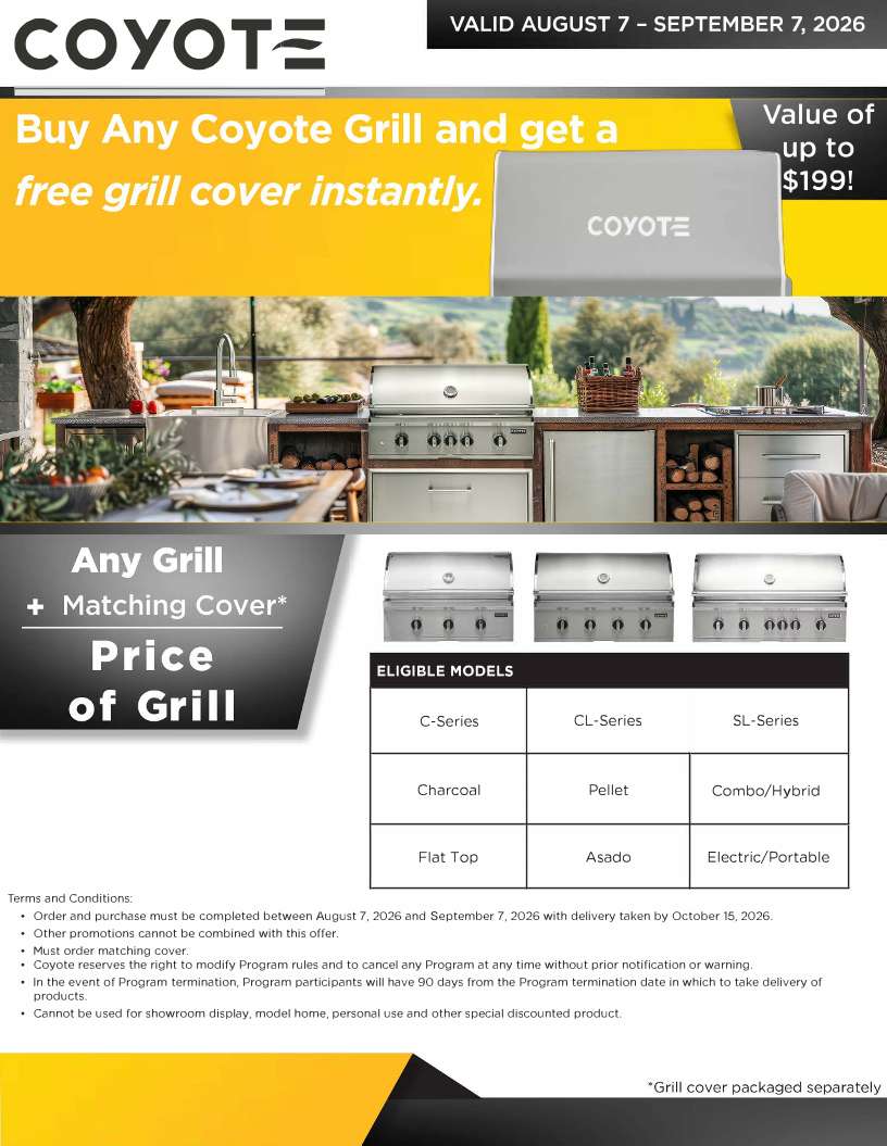 Coyote free matching grill cover promotion flyer